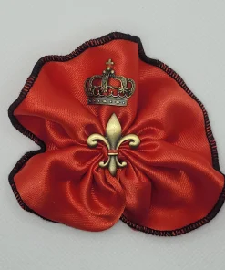 SPILLINO COCCARDA BRIGANTESSE GRANDE GIGLIO E CORONA TIPO ORO ROSSA