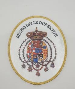 TOPPA REGNO DELLE DUE SICILIE GRANDE STAMPATA CON SCRITTA 10X12 CM  FONDO BIANCO BORDO ORO